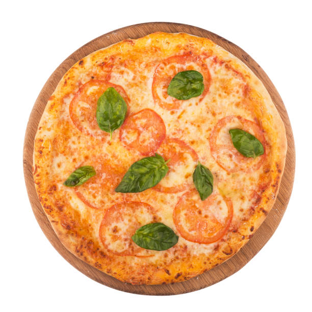 istock tasty pizza with tomato, cheese and basil 674650412