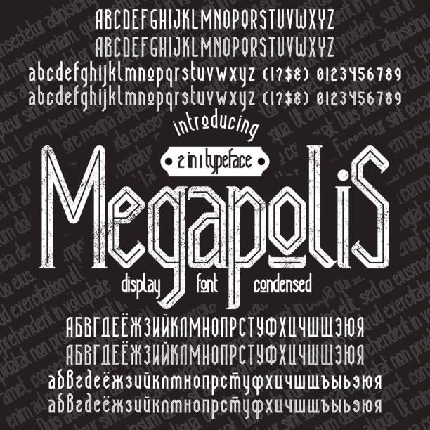 ilustraciones, imágenes clip art, dibujos animados e iconos de stock de fuente de megapolis - classical greek text alphabet typescript