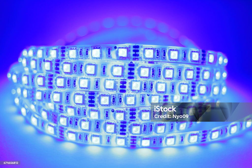 Blue Led Color Blue Led Strip Light Stock Photo - Download Image Now - Blue, Bright ...