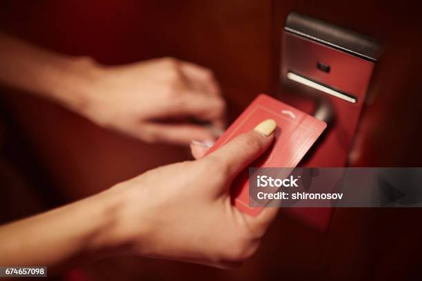 Opening The Door Stock Photo - Download Image Now - Door, Cardkey, Automatic