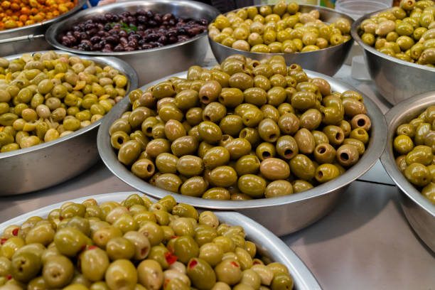 istock Bowls with different types of olives 674663808