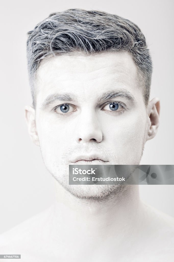 Portrait Of Young Man With White Face Paint Professional Fashion Makeup  Fantasy Art Makeup Stock Photo - Download Image Now - iStock