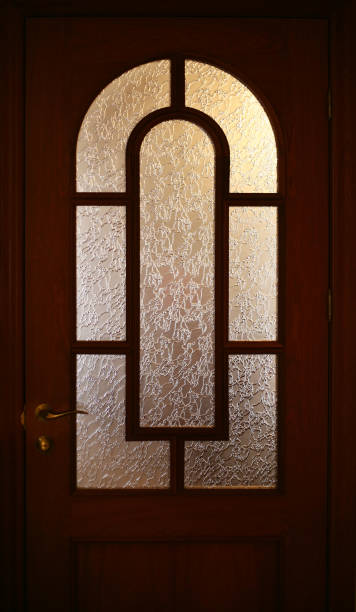 istock Home door with matt glass 674667288