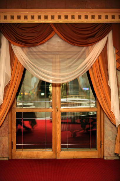 istock Glass door with portieres 674667370