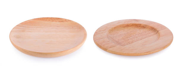 istock wooden plate isolated on white background 674670414
