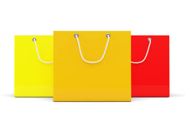 화이트에 shoping 가방 개념 - shopping bag orange bag handle 뉴스 사진 이미지