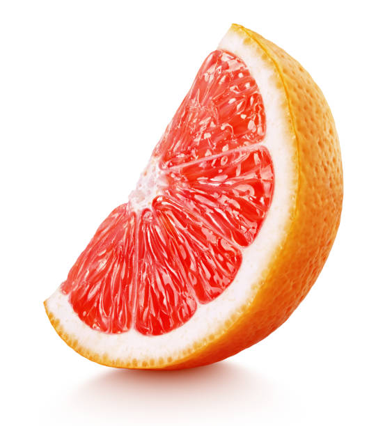 istock wedge of pink grapefruit citrus fruit isolated on white 674675334