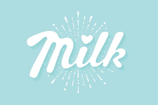 ilustrações de stock, clip art, desenhos animados e ícones de lettering milk and milk drop splash - dairy farm liquid food and drink splashing