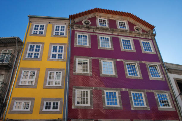 istock Bright colored facades of buildings 674694086
