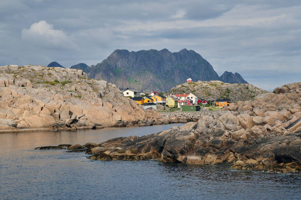 Small village on Lofoten islands, Norway stock photo