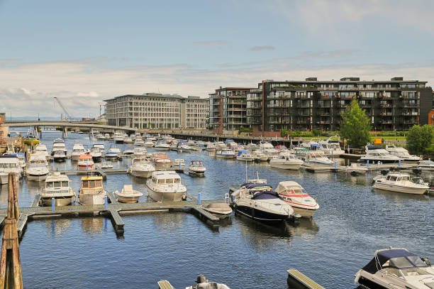 Cityscape of Trondheim Norway - architecture background stock photo