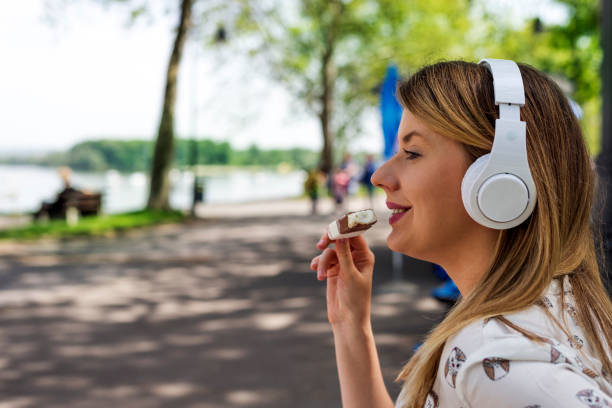 istock Letting the music wash over her 674711144