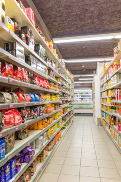 istock Blurred abstract background of shelf in supermarket 674711508