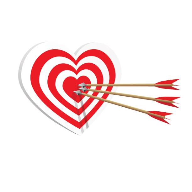 ilustrações, clipart, desenhos animados e ícones de destino coração ícone arte web. conceito de amorousness. ilustração vetorial - dart target darts penetrating