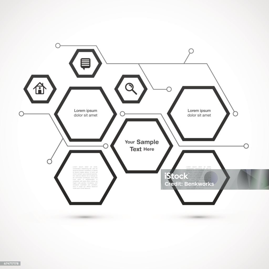 Hexágono web deisng - arte vectorial de Infografía libre de derechos