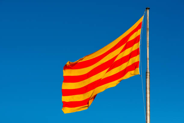istock Catalonia flag waving on the wind 674717318