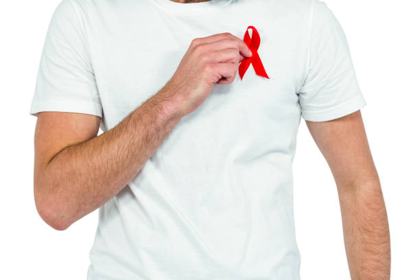 istock Midsection of man with red ribbon 674717722