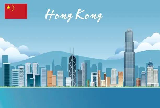 Vector illustration of Hong Kong Skyline