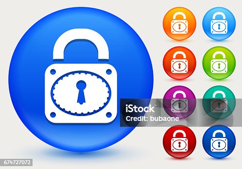 istock Lock Icon on Shiny Color Circle Buttons 674727072