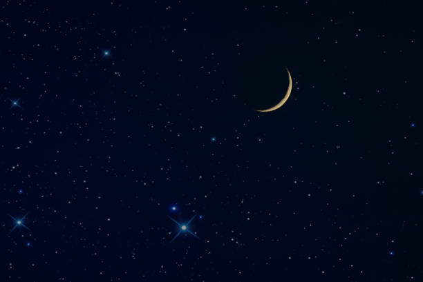 bulan dan bintang-bintang baru - bulan baru ilustrasi stok