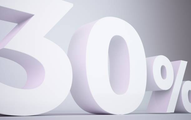 istock 3D rendering white   30 percentage isolated white background 674731698