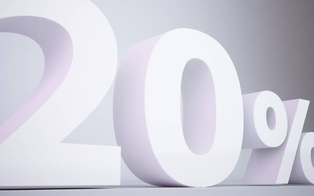 istock 3D rendering white   20 percentage isolated white background 674731952