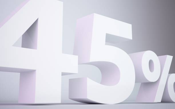 istock 3D rendering white  45 percentage isolated white background 674732576
