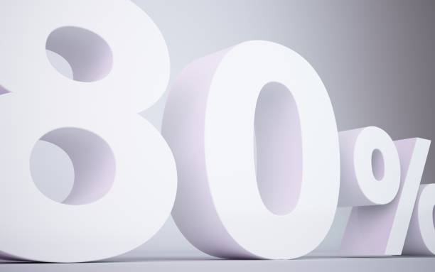 istock 3D rendering white 80  percentage isolated white background 674732978