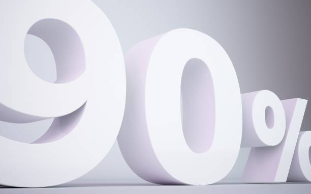 3D rendering white 90  percentage isolated white background