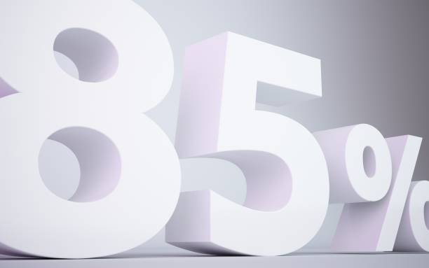 istock 3D rendering white 85  percentage isolated white background 674733396