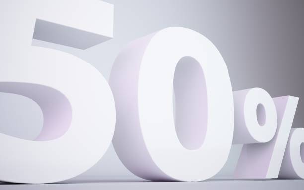istock 3D rendering white  50 percentage isolated white background 674733410