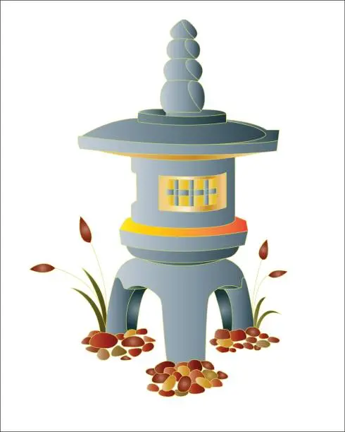 Vector illustration of Garden Japanese stone lantern.