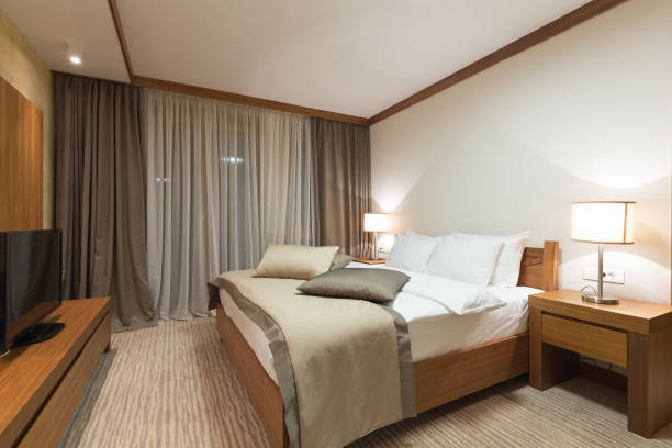 istock Hotel apartment, bedroom interior 674752790