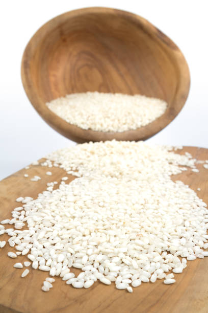 Uncooked arborio rice stock photo