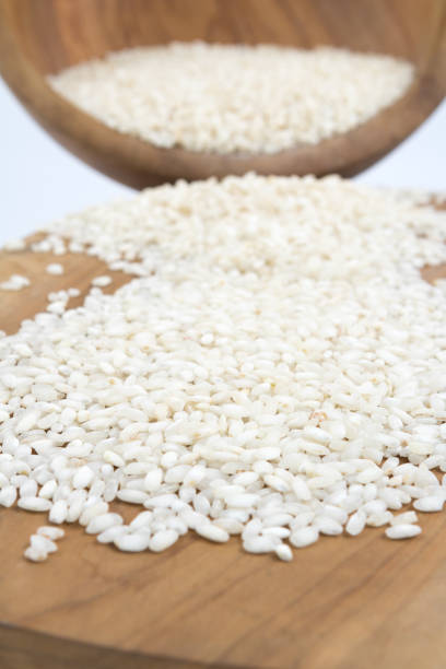 Uncooked arborio rice stock photo