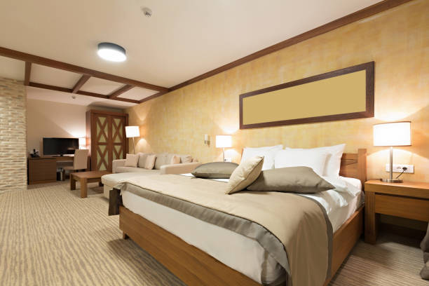 istock Hotel apartment, bedroom interior 674753544