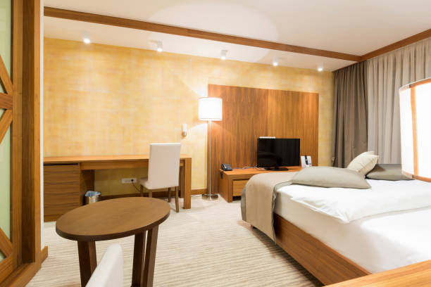 istock Hotel apartment, bedroom interior 674753550