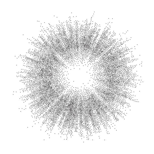 illustrazioni stock, clip art, cartoni animati e icone di tendenza di l'illustrazione vettoriale dello sfondo burst è costituita da punti neri su sfondo bianco - high key