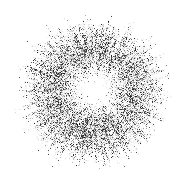 векторная иллюстрация всплеска фона состоит из черных точек на белом фоне - textured vector circle in a row stock illustrations
