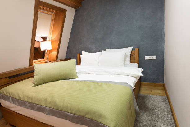 istock Hotel apartment, bedroom interior 674755966