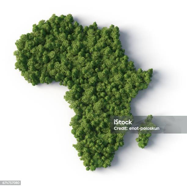 Forest In Africa Map Shape Stock Photo - Download Image Now - Africa, Continent - Geographic Area, Environmental Conservation