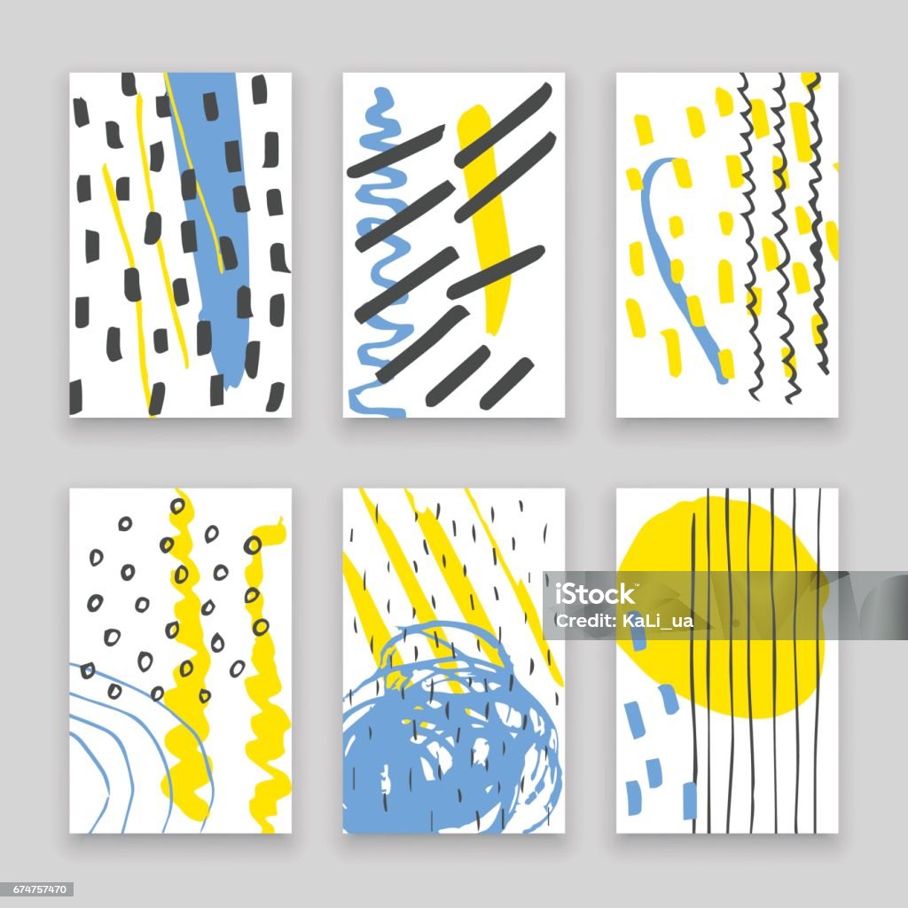 Pattern Ink Doodle Hand Drawn Doodle Cards With Abstract Ink Patterns Stock Illustration ...