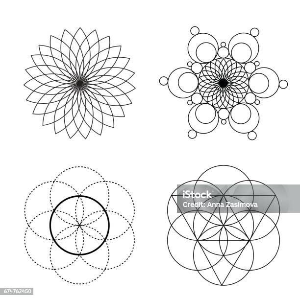 Sacred Geometry Elements Of The Ornament Stock Illustration - Download Image Now - Abstract, Art, Arts Culture and Entertainment