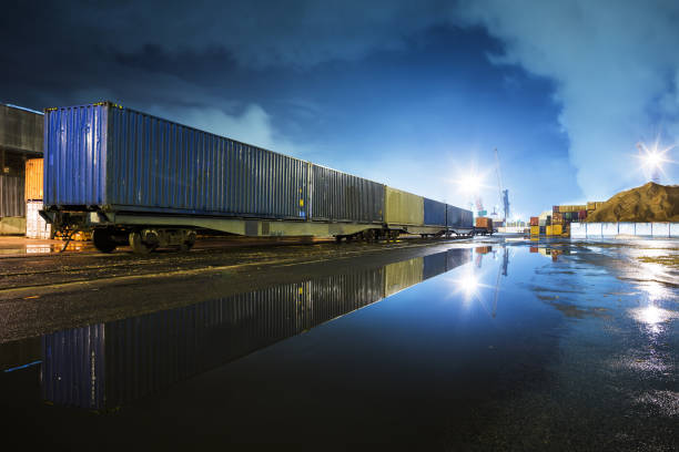 In port Cargo wagons in port shunting yard stock pictures, royalty-free photos & images
