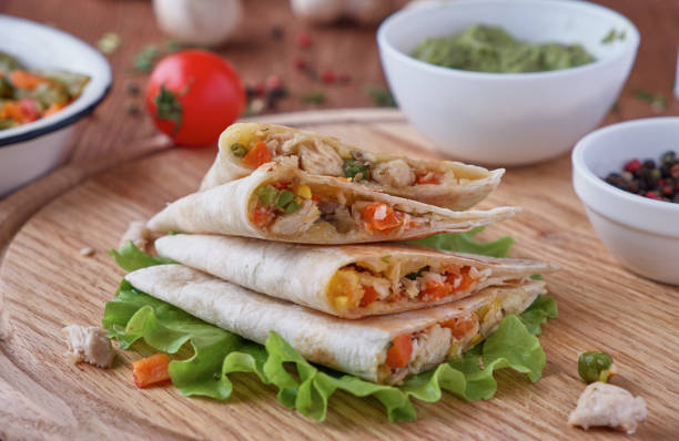 istock Quesadilla with cheese, chicken, mushrooms and vegetables 674765640