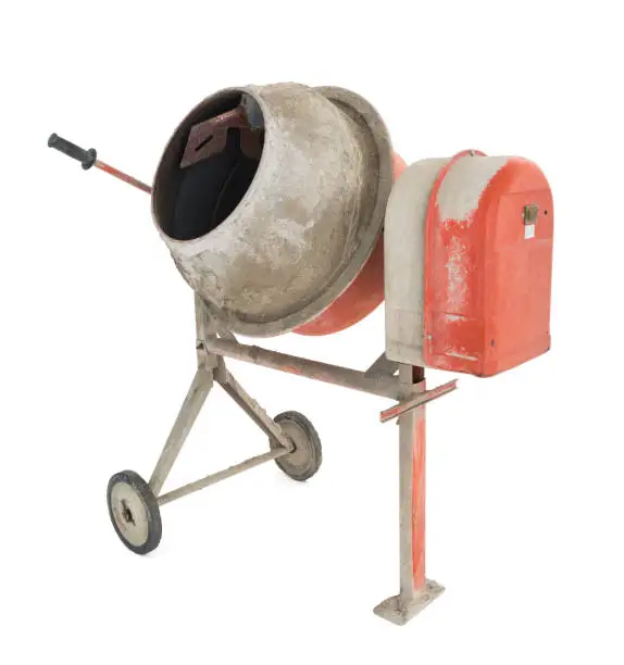 Portable cement mixer isolated on pure white