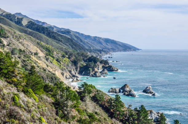 istock Central California coast with cliffs and blue ocean in Big Sur 674772266