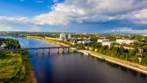 istock Aerial view on Pskov old town 674772326