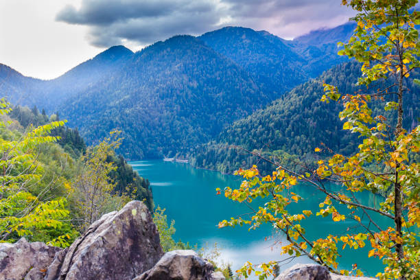 Beautiful summer view on mountain lake Ritsa, Abkhazia