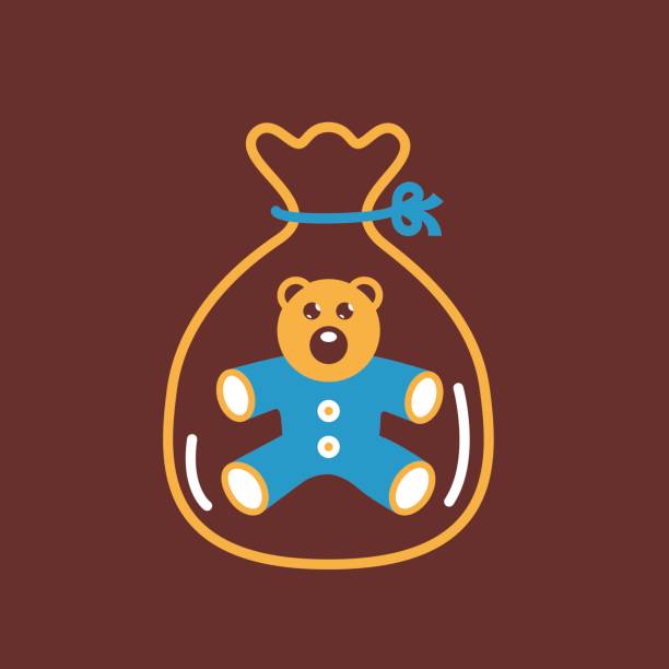 ilustrações de stock, clip art, desenhos animados e ícones de little teddy bear icon in package. - fluffy bear cute friendship